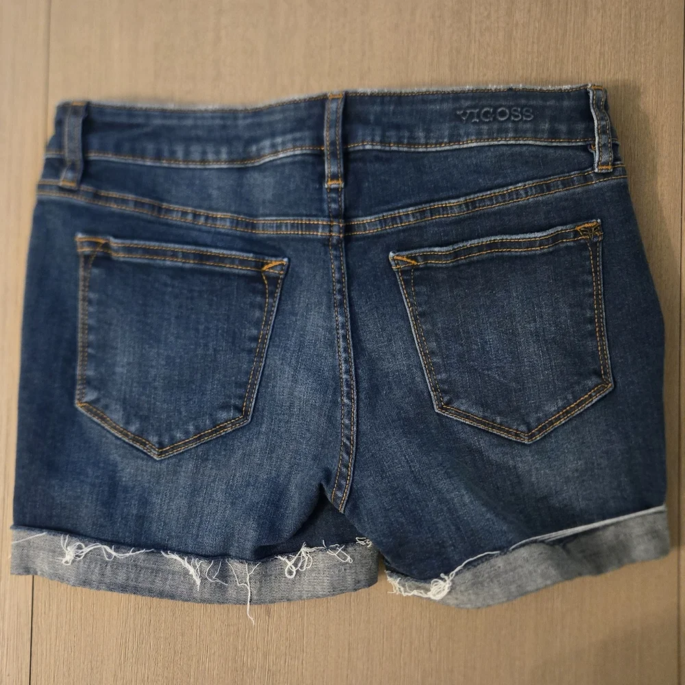 Vigoss Dark Blue Distressed Denim Jean Shorts